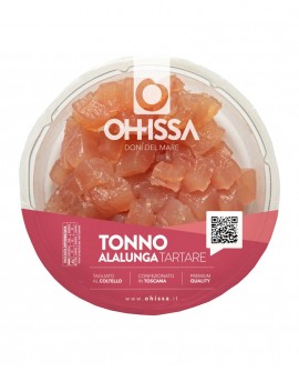Tartare di Tonno Alalunga - crudo in ATM - vaschetta 90g - monoporzione piatto pronto - OHISSA Fratelli Manno