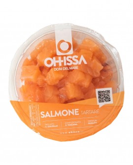 Tartare di Salmone - crudo in ATM - vaschetta 90g - monoporzione piatto pronto - OHISSA Fratelli Manno