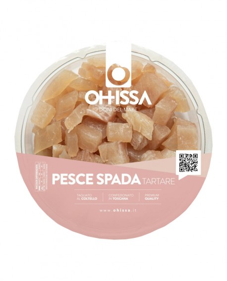 Tartare di Pesce Spada - crudo in ATM - vaschetta 100g - monoporzione piatto pronto - OHISSA Fratelli Manno