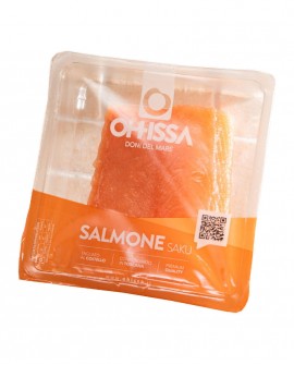 Saku di Salmone - crudo in ATM - vaschetta 140g - monoporzione piatto pronto - OHISSA Fratelli Manno